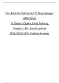 Test Bank For Calculation Of Drug Dosages 12th Edition By Sheila J&period; Ogden&comma; Linda Fluharty  Chapter 1-19 &vert; Latest Update  2025&sol;2026&vert;100&percnt; Verified Answers