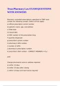 Texas Pharmacy Law EXAM QUESTIONS WITH ANSWERS&comma;