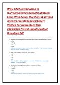 WGU C229 &lpar;Introduction to IT&sol;Programming Concepts&rpar; Midterm Exam With Actual Questions & Verified Answers&comma;Plus Rationales&sol;Expert Verified For Guaranteed Pass 2025&sol;2026 &sol;Latest Update&sol;Instant Download Pdf