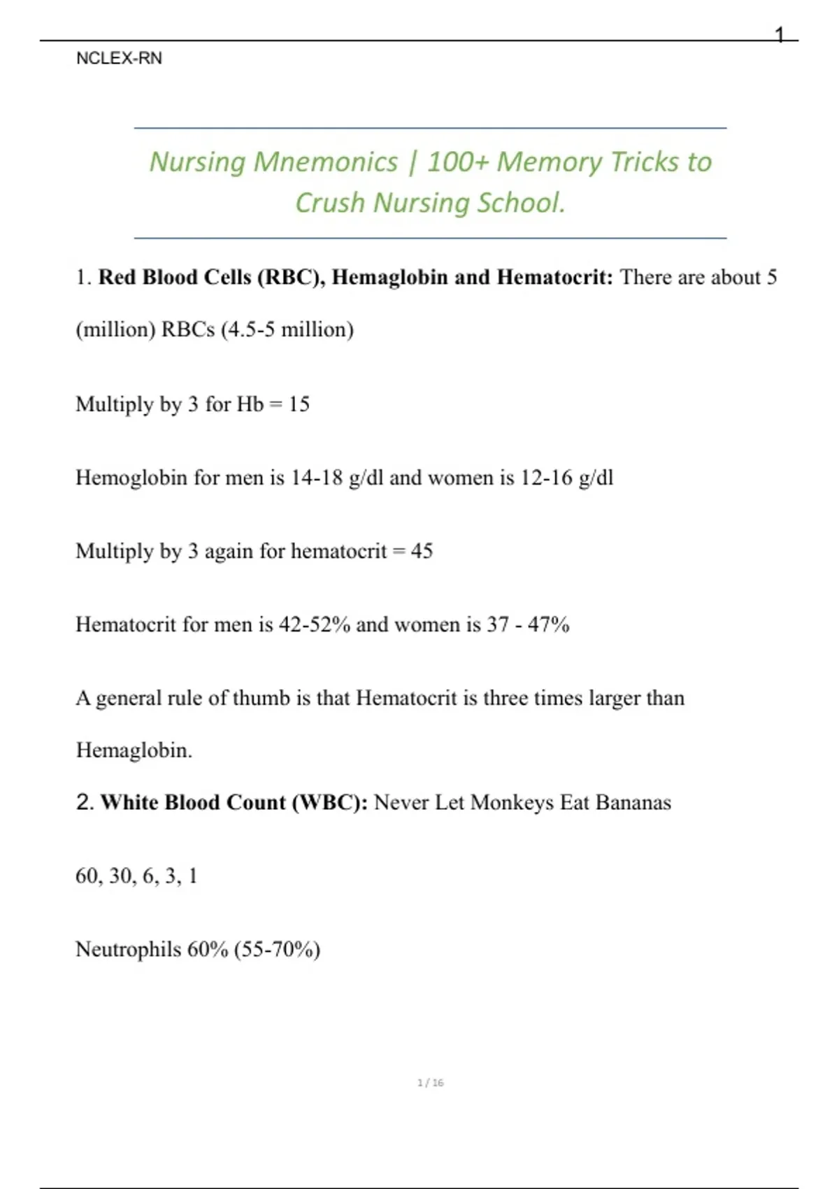Nursing Mnemonics | 100+ Memory Tricks to Crush Nursing School. - NCLEX ...