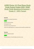 AORN Periop 101 Final Exam Study Guide &lpar;Latest Update 2025 &sol; 2026&rpar; Study Guide Questions & Answers &vert; Grade A &vert; 100&percnt; Correct
