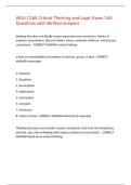 WGU C168 Critical Thinking and Logic Exam 140 Questions with Verified Answers&comma;100&percnt;CORRECT