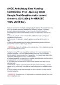 ANCC Ambulatory Care Nursing Certification  Prep - Nursing World Sample Test Questions with correct Answers 2025&sol;2026 &lpar; A&plus; GRADED 100&percnt; VERIFIED&rpar;&period;