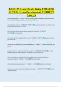 RAD1125 Exam 2 Study Guide UPDATED   ACTUAL Exam Questions and CORRECT  Answers 