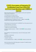CGEIT &lpar;Governance of Enterprise IT&rpar;  Certification Exam Prep UPDATED   ACTUAL Exam Questions and CORRECT  Answers