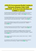 AWR-922 Environmental Health Training in  Emergency Response Study Guide  UPDATED  ACTUAL Exam Questions and  CORRECT Answers