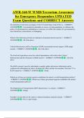 AWR-160-W WMD&sol;Terrorism Awareness  for Emergency Responders UPDATED    Exam Questions and CORRECT Answers