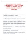 FINAL EXAM FOR&colon; IS-100&period;C&colon; INTRODUCTION TO THE INCIDENT COMMAND SYSTEM&comma; ICS 100 QUESTIONS AND CORRECT ANSWERS