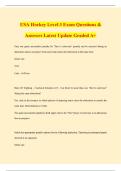 USA Hockey Level 3 Exam Questions & Answers Latest Update Graded A&plus;