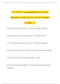 VA LETC Constitutional Law Exam Questions And Answers Latest Update Graded A&plus;