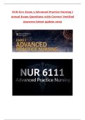 NUR 6111 Exam 3 Advanced Practice Nursing I Actual Exam Questions with Correct Verified Answers latest update 2025