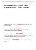 Fundamentals Of Nursing Latest Update With All Correct Answers