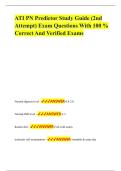 ATI PN Predictor Study Guide &lpar;2nd Attempt&rpar; Exam Questions With 100 &percnt; Correct And Verified Exams