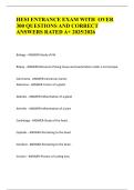 HESI ENTRANCE EXAM WITH  OVER  300 QUESTIONS AND CORRECT  ANSWERS RATED A+ 2025/2026 
