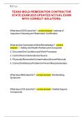 TEXAS MOLD REMEDIATION CONTRACTOR STATE EXAM 2025 UPDATED ACTUAL EXAM WITH CORRECT SOLUTIONS&period;