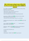 REC 410 Grant-writing Exam UPDATED  ACTUAL Exam Questions and CORRECT  Answers