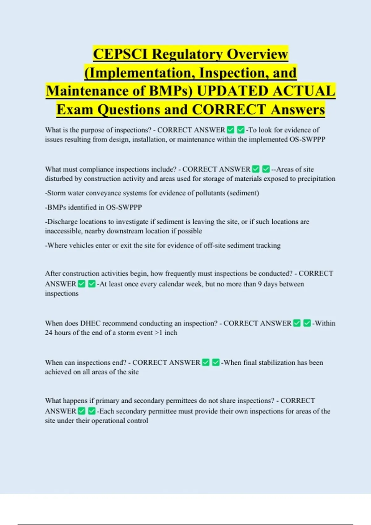 CEPSCI Regulatory Overview (Implementation, Inspection, and Maintenance ...