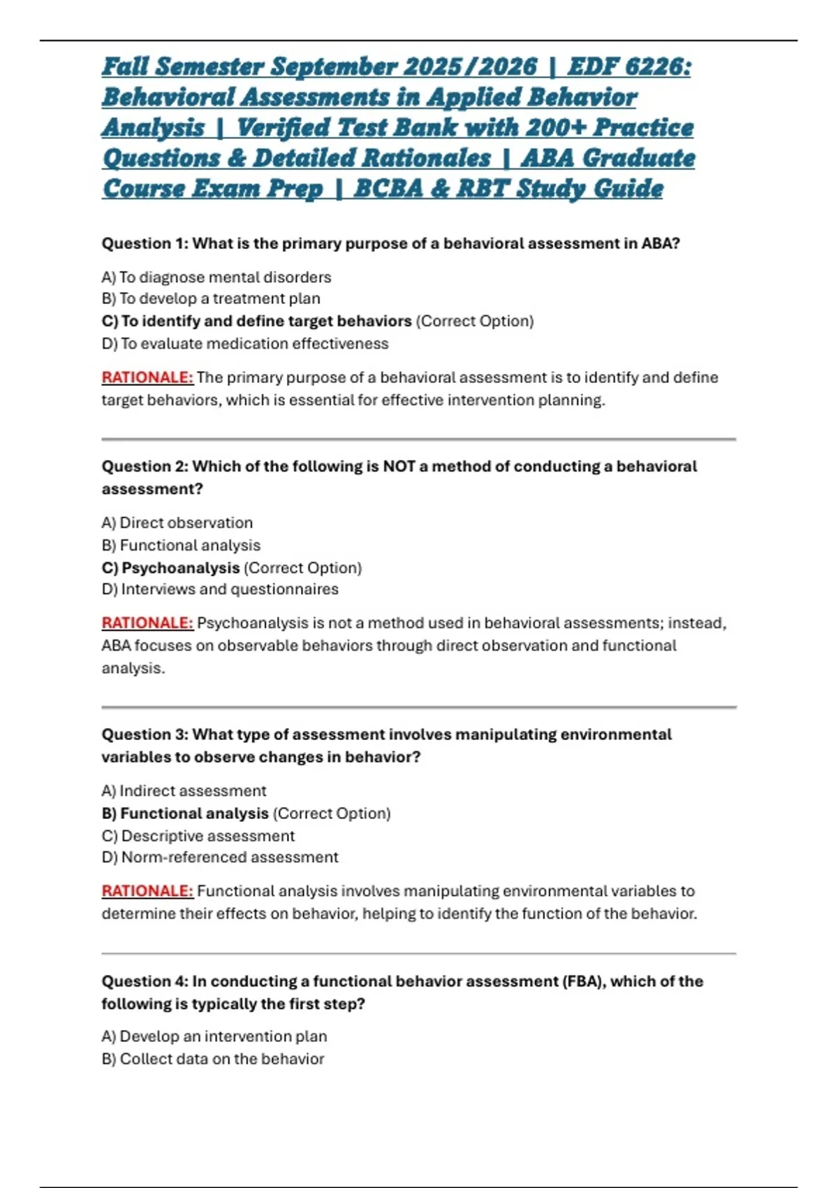 Fall Semester September 2025/2026 | EDF 6226: Behavioral Assessments in ...