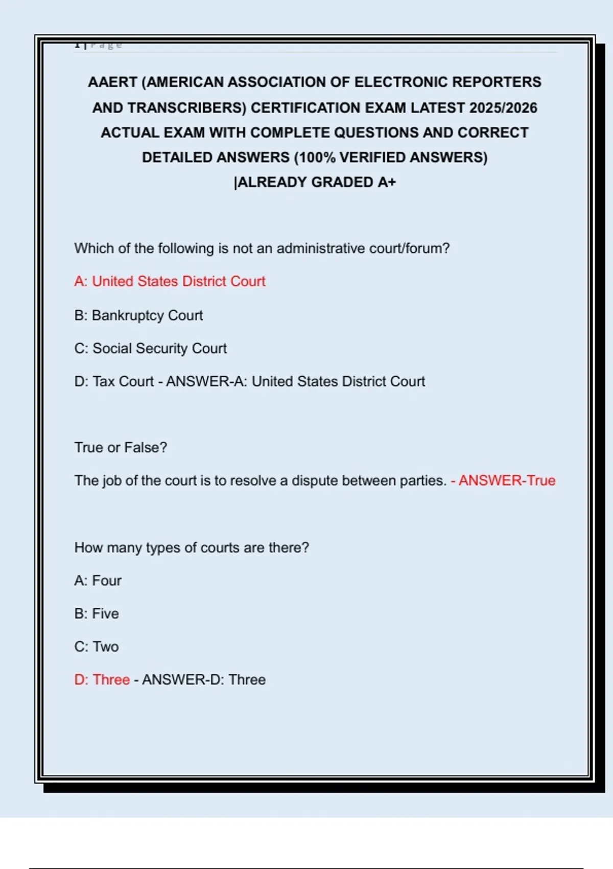 AAERT Certification Exam 2025/2026 – Complete Questions with Verified ...