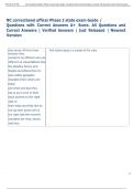 NC correctional officer Phase 2 state exam Guide &sol;  Questions with Correct Answers A&plus; Score&period; All Questions and  Correct Answers &vert; Verified Answers &vert; Just Released &vert; Newest  Version
