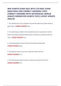 WKF KUMITE EXAM 2025 WITH 270 REAL EXAM QUESTIONS AND CORRECT ANSWERS &lpar;100&percnt; CORRECT ANSWERS WITH RATIONALES&rpar; WORLD KARATE FEDERATION KUMITE TEST&vert;&vert; LATEST UPDATE 2025&sol;26