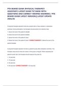 PTA BOARD EXAM &lpar;PHYSICAL THERAPIST ASSISTANT&rpar; LATEST EXAM TST BANK WITH QUESTIONS AND CORRECT VERIFIED ANSWERS &sol; PTA BOARD EXAM LATEST VERSION&vert;&vert; LATEST UPDATE 2025&sol;26