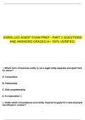  ENROLLED AGENT EXAM PREP - PART 2 QUESTIONS AND ANSWERS GRADED A&plus; 100&percnt; VERIFIED&period;