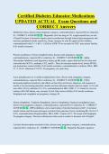 Certified Diabetes Educator-Medications  UPDATED ACTUAL  Exam Questions and  CORRECT Answers