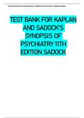 Test Bank for Kaplan and Sadock’s Synopsis of Psychiatry 11th Edition Sadock , latest edition 2025