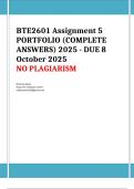 BTE2601 Assignment 5 PORTFOLIO &lpar;COMPLETE ANSWERS&rpar; 2025 - DUE 8 October 2025