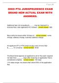 OHIO PTA JURISPRUDENCE EXAM  BRAND NEW ACTUAL EXAM WITH  ANSWERS&period;