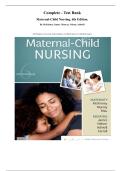 Complete - Test Bank Maternal-Child Nursing&comma; 6th Edition&period; By McKinney&comma; James&comma; Murray&comma; Nelson&comma; Ashwill &lpar;All Chapters Covered&comma; Latest Edition&comma; Verified Answers with Rationales&rpar;