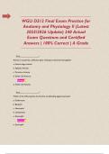 WGU D312 Final Exam Practice for Anatomy and Physiology II &lpar;Latest 2025&sol;2026 Update&rpar; 240 Actual Exam Questions and Certified Answers &vert; 100&percnt; Correct &vert; A Grade   
