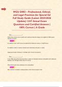WGU D002 - Professional&comma; Ethical&comma; and Legal Practices for Special Ed Full Study Guide &lpar;Latest 2025&sol;2026 Update&rpar; 1247 Actual Exam Questions and Certified Answers &vert; 100&percnt; Correct &vert; A Grade    