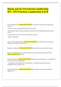 Study set for Proctored Leadership ATI - ATI Practice Leadership A & B Time-management skills - ANSWER&period;--- set aside time to plan day at the beginning of each shift - document as tasks are completed throughout the entire shift - think about the steps of a