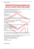 NURS 242 Final Exam Questions and  Answers Graded A 2025 -2026 Update