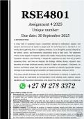 RSE4801 Assignment 4 &lpar;COMPLETE ANSWERS&rpar; 2025 - DUE 30 September 2025