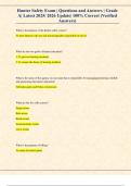 Hunter Safety Exam &vert; Questions and Answers &vert; Grade  A&vert; Latest 2025&sol; 2026 Update&vert; 100&percnt; Correct &lpar;Verified  Answers&rpar;