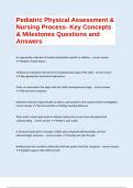 Pediatric Physical Assessment & Nursing Process- Key Concepts & Milestones Questions and Answers