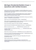Michigan Residential Builders Exam &half; Questions with Verified Answers