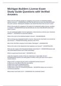 Michigan Builders License Exam Study Guide Questions with Verified Answers