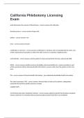California Phlebotomy Licensing Exam Questions With Detailed Verified Answers Already Graded A&plus;&period;