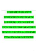 HESI EXIT EXAM RN V2 SCREENSHOTS AND REVIEW QUESTIONS &lpar; 160 Q&A &rpar;BEST EXAM SOLUTION GUARANTEED SUCCESS GRADED A&plus; HESI EXIT V2 2025&sol;2026 160 QUESTIONS