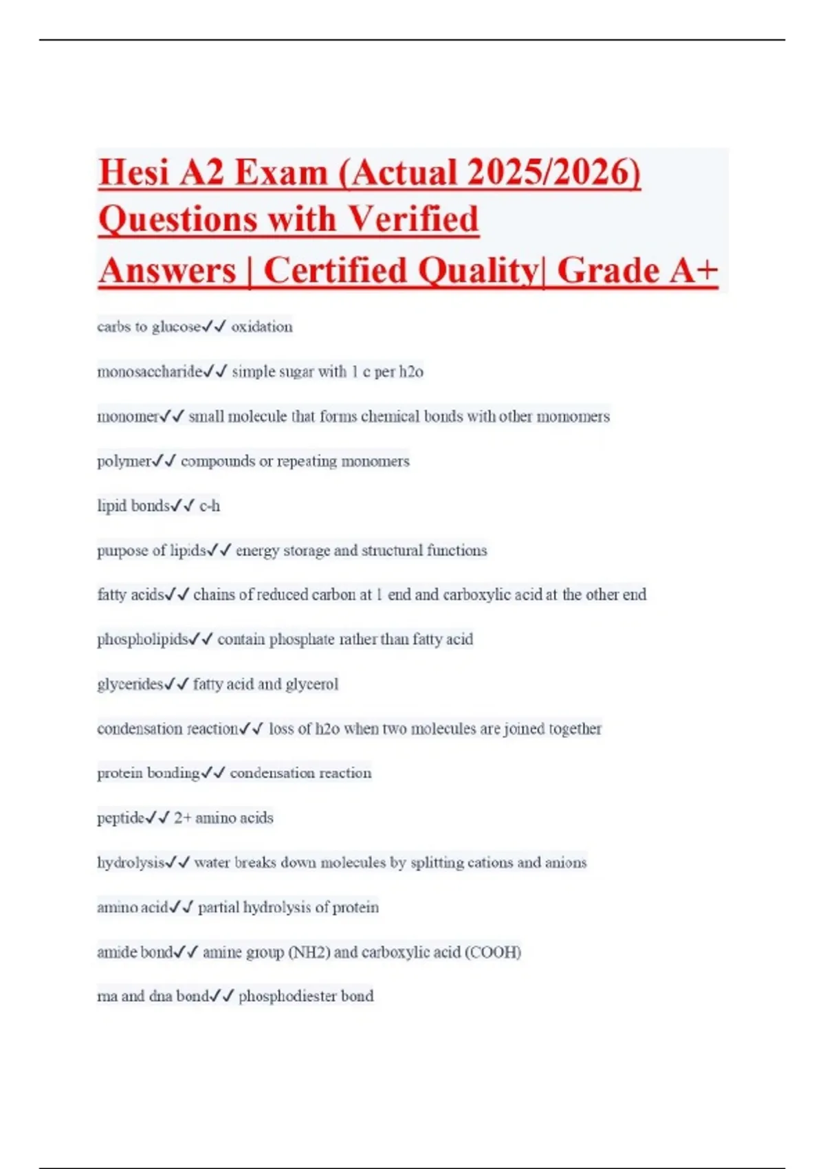 Hesi A2 Exam (Actual 2025/2026) Questions with Verified Answers ...