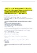 DIFFERENTIAL DIAGNOSIS FINAL EXAM &lpar;ACTUAL 2025&sol;2026&rpar; WITH QUESTIONS AND ACCURATE CORRECT ANSWERS &vert; CERTIFIED QUALITY &vert; GRADED A&plus;