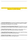 CERTIFIED CONSTRUCTION MANAGER STUDY SET EXAM GRADED A&plus; LATEST UPDATE&period;