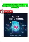 SOLUTION MANUAL Personal Financial Planning&comma; 16th Edition By BILLINGSLEY&comma; GITMAN Chapters 1 - 15&comma; Completed