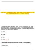 CONSTRUCTION MANAGEMENT PRACTICE TEST EXAM QUESTIONS AND ANSWERS GRADED A&plus; LATEST UPDATE