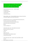Consumer Behavior &lpar;Final Exam&rpar; Questions and Already Passed Answers 2025-2026 Edition&period;