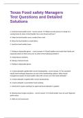 Texas Food safety Managers Test Questions and Detailed Solutions